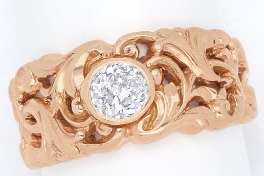 Foto 2 - Diamant-Ring 0,45 ct Altschliff Rotgold Florales Design, R3241