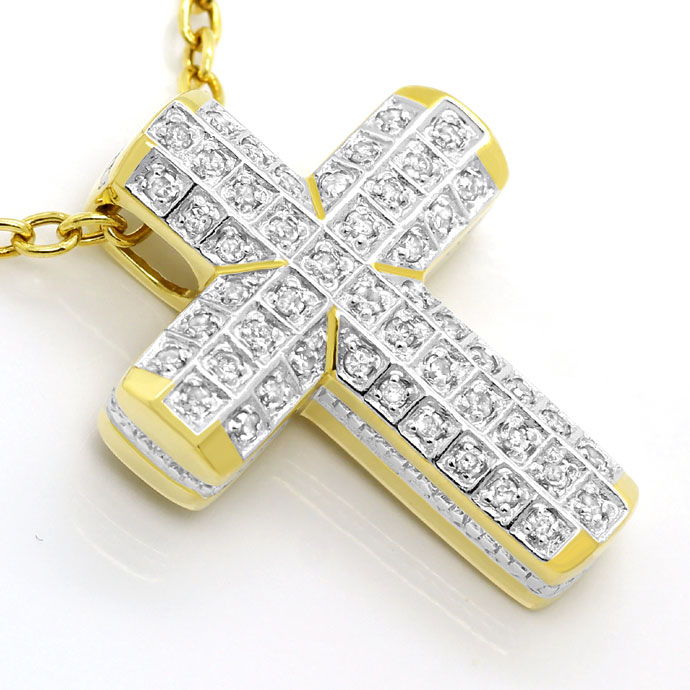 Foto 2 - Kreuz Anhänger mit 0,57ct Diamanten an Goldkette in 14K, R7786