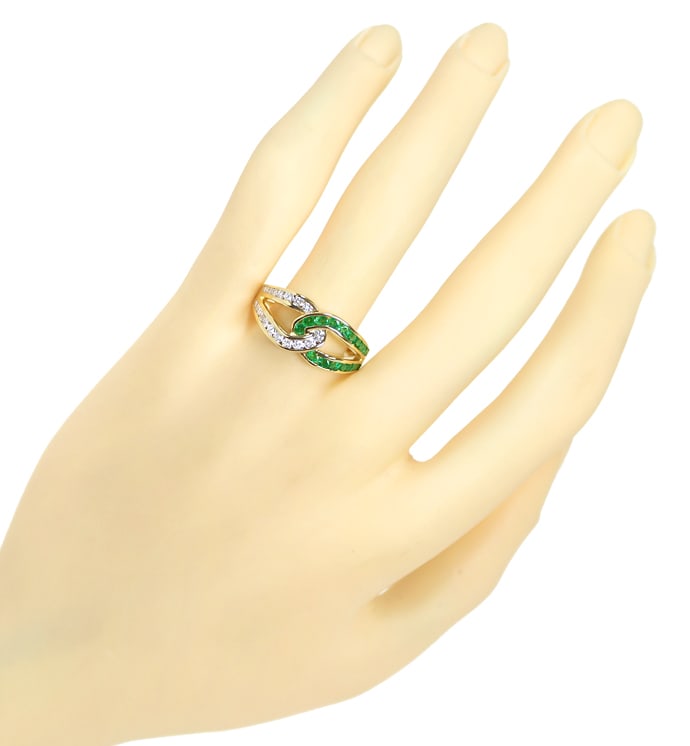 Foto 4 - Diamantring Spitzen Smaragde und Brillanten 18K Gold, S2211